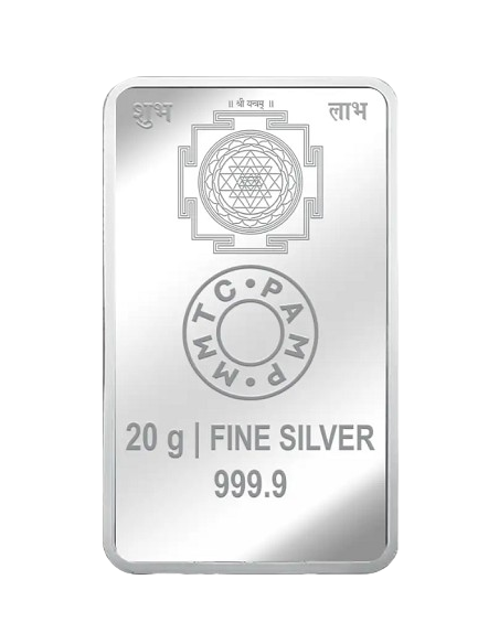 MMTC-PAMP Goddess Lakshmi Colorful Silver Bar of 20 Gram in 999.9 Purity / Fineness in Certi Card