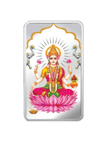 MMTC-PAMP Goddess Lakshmi Colorful Silver Bar of 20 Gram in 999.9 Purity / Fineness in Certi Card