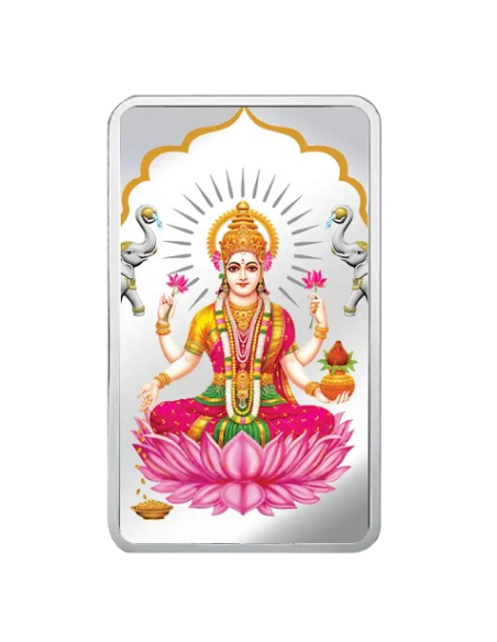 MMTC-PAMP Goddess Lakshmi Colorful Silver Bar of 20 Gram in 999.9 Purity / Fineness in Certi Card