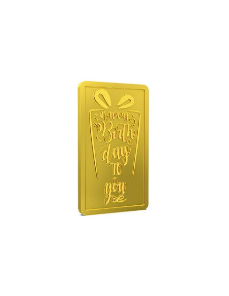 Aspect Bullion Happy Birthday Gold Bar Of 8 Grams in 24 Karat 999 Puri