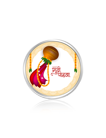 Tribhovandas Bhimji Zaveri & Sons Gudi Padwa Color Silver Coin of 10 Grams in 999 Purity Fineness