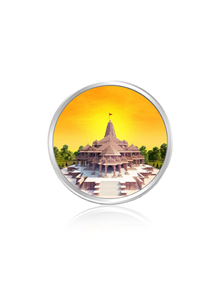 Tribhovandas Bhimji Zaveri & Sons Ram Mandir Color Silver Coin of 10 Grams in 999 Purity Fineness