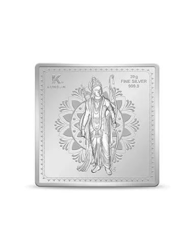 Kundan Ram Mandir Silver Bar of 20 Gram in 999.9 Purity / Fineness in Certi Card