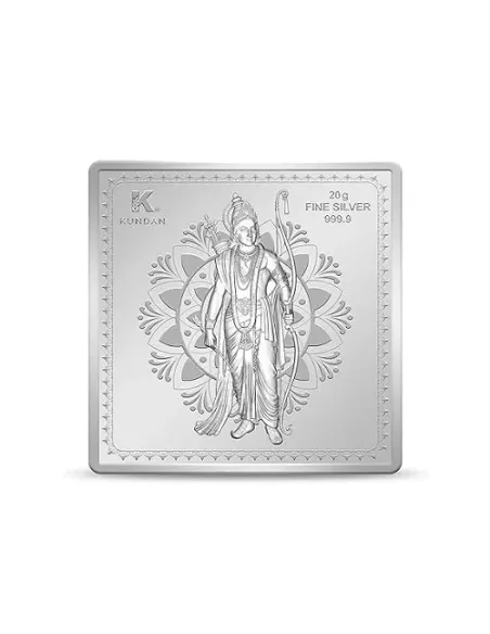 Kundan Ram Mandir Silver Bar of 20 Gram in 999.9 Purity / Fineness in Certi Card