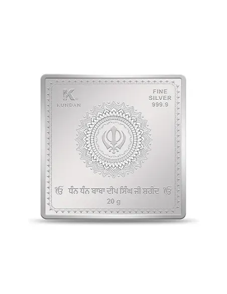 Kundan Baba Deep Singh Colour Silver Bar of 20 Gram in 999 Purity / Fineness in Certi Card