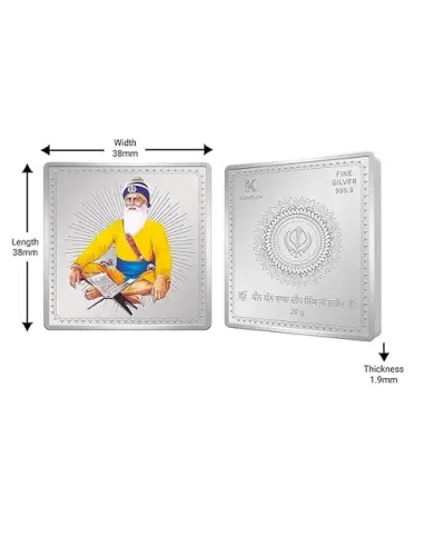 Kundan Baba Deep Singh Colour Silver Bar of 20 Gram in 999 Purity / Fineness in Certi Card