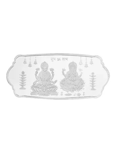 Kundan Lakshmi Ganesha Stylized Silver Bar of 50 Gram in 999 Purity / Fineness in Certi Card