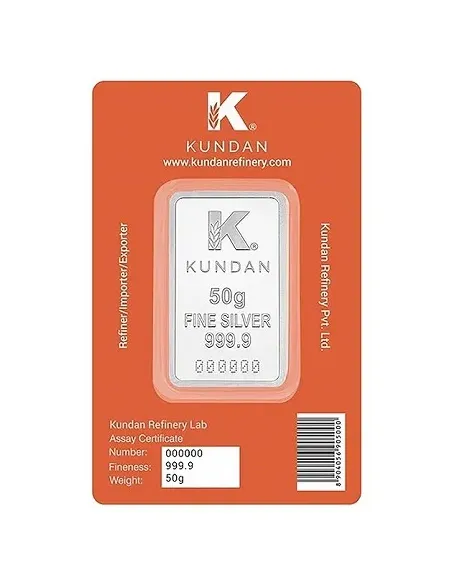 Kundan Tirupati Balaji Silver Bar of 50 Gram in 999 Purity / Fineness in Certi Card