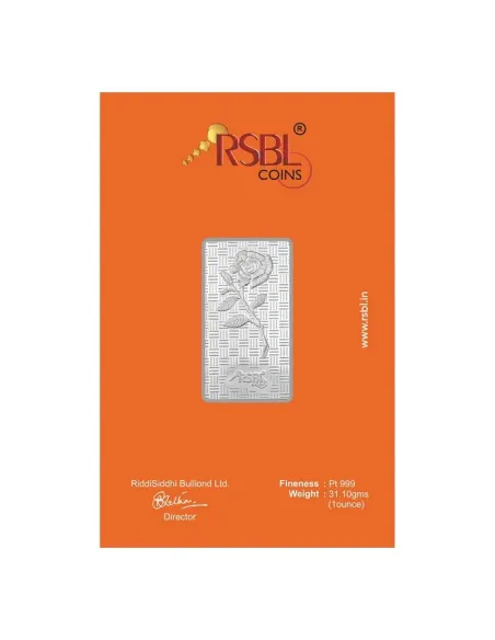 RSBL Platinum Bar Of 31.1 Gram (1Ounce) 999 Purity Fineness