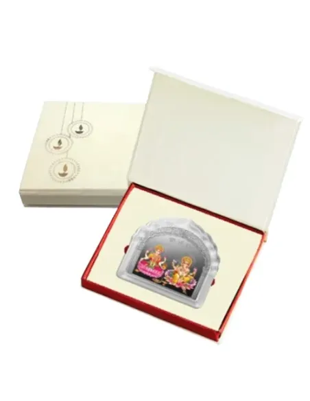 Sukh Samridhi Series Laxmi Ganesh Silver Coloured Coin in Temple Shape
