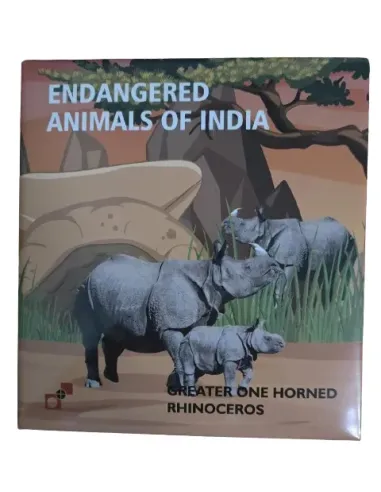 India Govt. Mint Greater One Horned Rhinoceros Color Souvenir Coin
