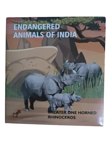 India Govt. Mint Greater One Horned Rhinoceros Color Souvenir Coin