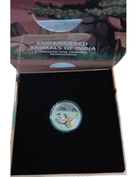 India Govt. Mint Greater One Horned Rhinoceros Color Souvenir Coin