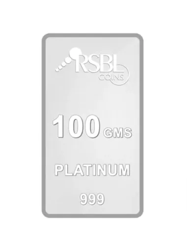 RSBL Platinum Bar Of 100 Gram in 999 Purity Fineness