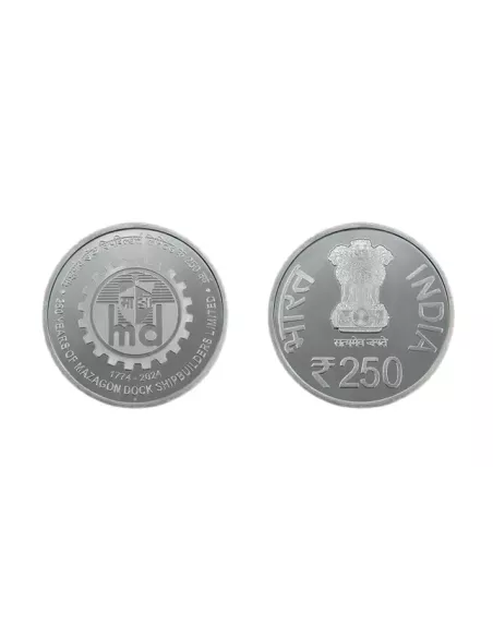 250 Rupees India Govt. Mint 250 Years of Mazagon Dock Shipbuilders lim