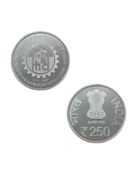 250 Rupees India Govt. Mint 250 Years of Mazagon Dock Shipbuilders lim