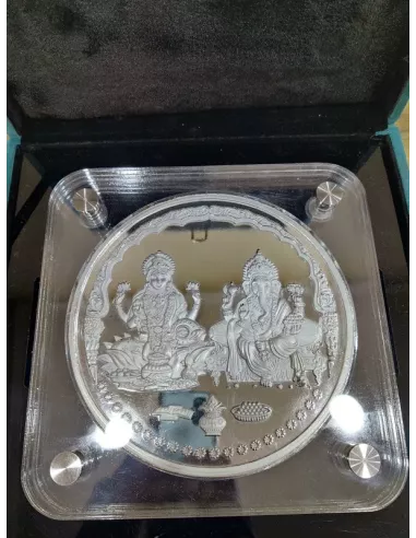 Omkar Mint Lakshmi Ganesh Silver Coin of 5 Kilograms in 999 Purity Fin
