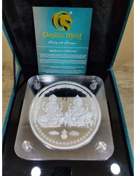 Omkar Mint Lakshmi Ganesh Silver Coin of 5 Kilograms in 999 Purity Fin