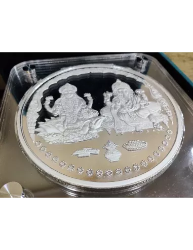 Omkar Mint Lakshmi Ganesh Silver Coin of 5 Kilograms in 999 Purity Fin