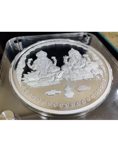 Omkar Mint Lakshmi Ganesh Silver Coin of 5 Kilograms in 999 Purity Fin