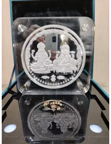 Omkar Mint Lakshmi Ganesh Silver Coin of 5 Kilograms in 999 Purity Fin