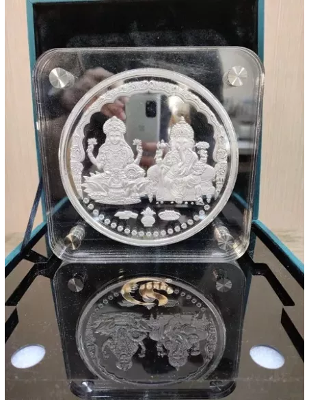 Omkar Mint Lakshmi Ganesh Silver Coin of 5 Kilograms in 999 Purity Fin