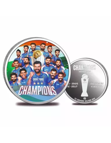Omkar Mint ICC Champions Trophy 15 Grams Color Silver Coin  in 999 Pur