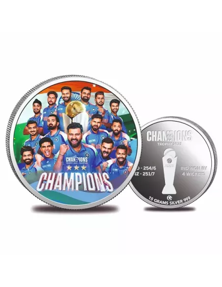 Omkar Mint ICC Champions Trophy 15 Grams Color Silver Coin  in 999 Pur