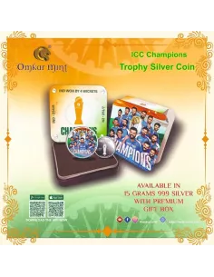 Omkar Mint ICC Champions Trophy 15 Grams Color Silver Coin  in 999 Pur