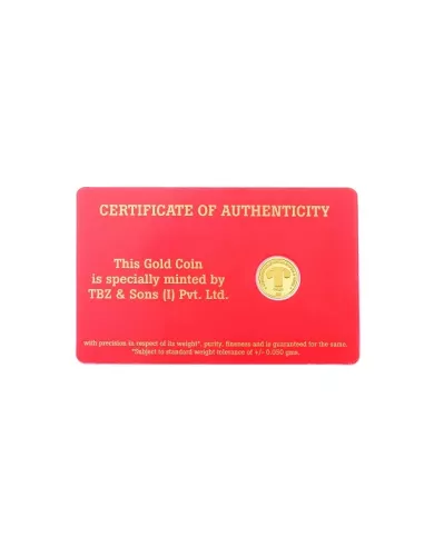 Tribhovandas Bhimji Zaveri & Sons Kalash Gold Coin Of 0.5 Gram 24Kt Go