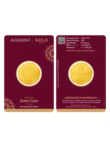 Augmont 10 gm Gold Coin 24Kt in 999 Purity