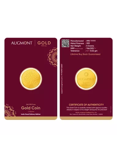 Augmont 5 gm Gold Coin 24Kt  in 999 Purity
