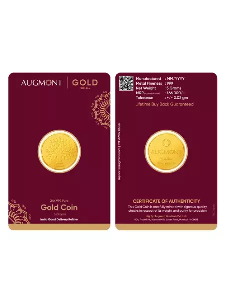Augmont 5 gm Gold Coin 24Kt  in 999 Purity