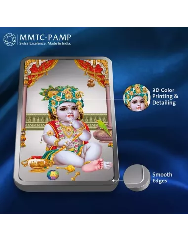 MMTC PAMP Laddoo Gopal Colored Silver Bar of 50 Gram in 999.9 Purity /