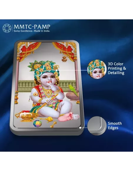 MMTC PAMP Laddoo Gopal Colored Silver Bar of 50 Gram in 999.9 Purity /
