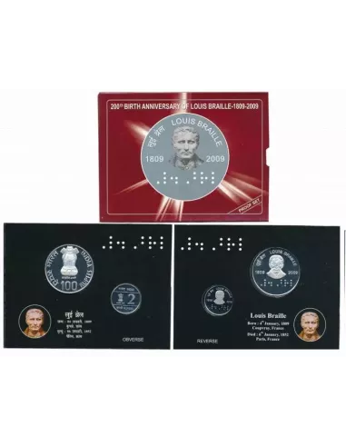 2 Rupees India Govt. Mint  200th Birth Anniversary of Louis Braille Co