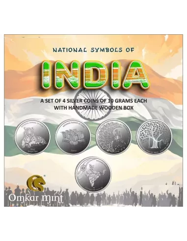 Omkar Mint National Symbols Of India Silver Coin 10 gm each in 999  Purity Set of Four
