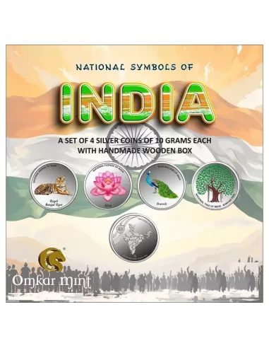 Omkar Mint National Symbols Of India Color Silver Coin 10 gm each in 9