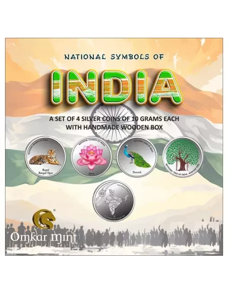 Omkar Mint National Symbols Of India Color Silver Coin 10 gm each in 9