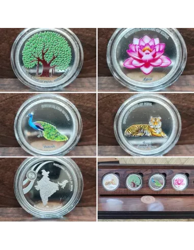 Omkar Mint National Symbols Of India Color Silver Coin 10 gm each in 9