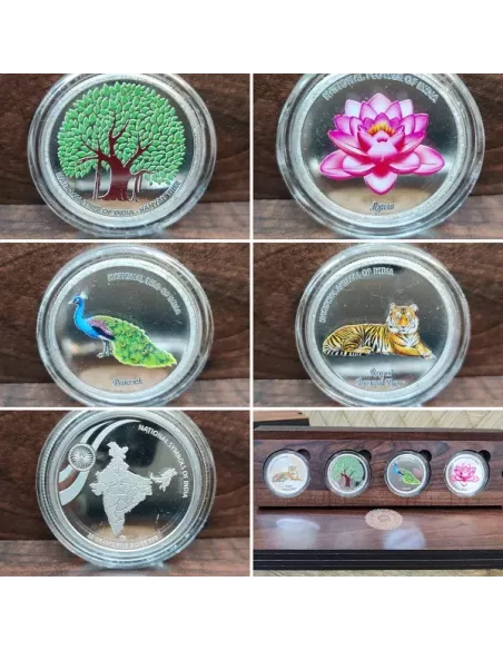 Omkar Mint National Symbols Of India Color Silver Coin 10 gm each in 9