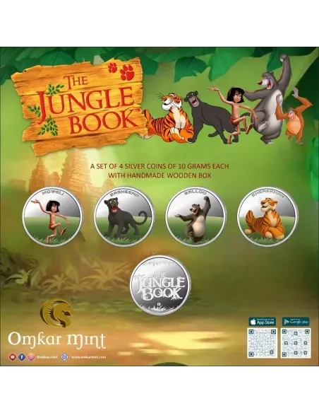 Omkar Mint The Jungle Book Color Silver Coin 10 gm each in 999 Purity