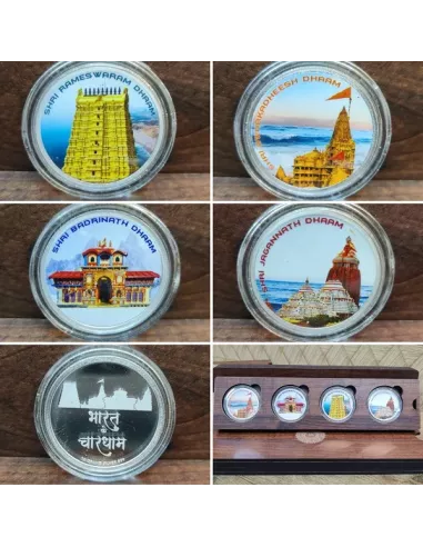 Omkar Mint Chaar Dhaam Color Silver Coin 10 gm each in 999 Purity Set