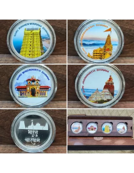 Omkar Mint Chaar Dhaam Color Silver Coin 10 gm each in 999 Purity Set