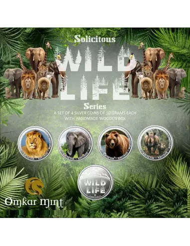 Omkar Mint Wild Life Series Color Silver Coin 10 gm each in 999 Purity