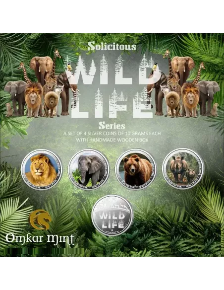 Omkar Mint Wild Life Series Color Silver Coin 10 gm each in 999 Purity