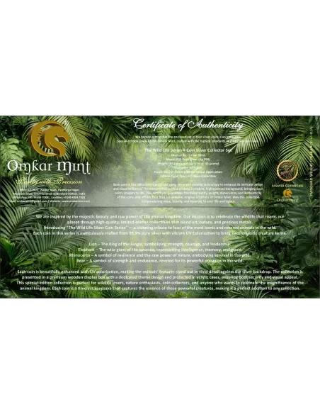 Omkar Mint Wild Life Series Color Silver Coin 10 gm each in 999 Purity