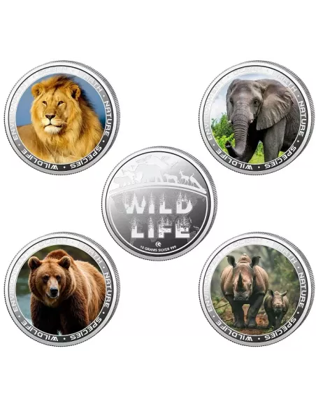 Omkar Mint Wild Life Series Color Silver Coin 10 gm each in 999 Purity