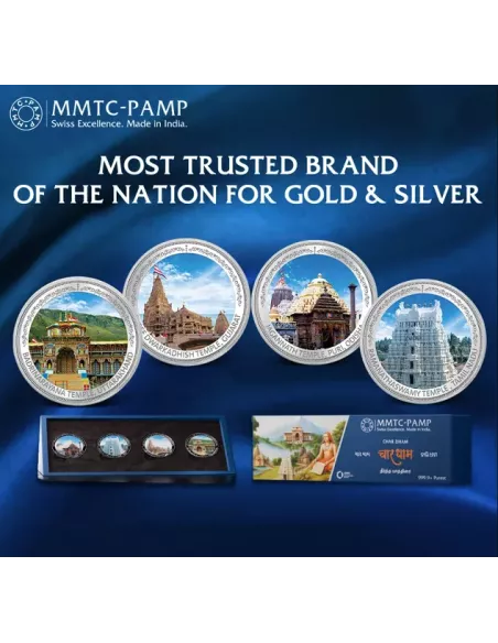 MMTC PAMP Char Dham Silver Coin 80gm (20gms x 4)  in 999.9  Purity Set
