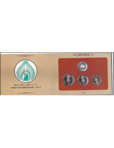 Year 1991-India Tourism Commemorative Proof 3 Coins Set